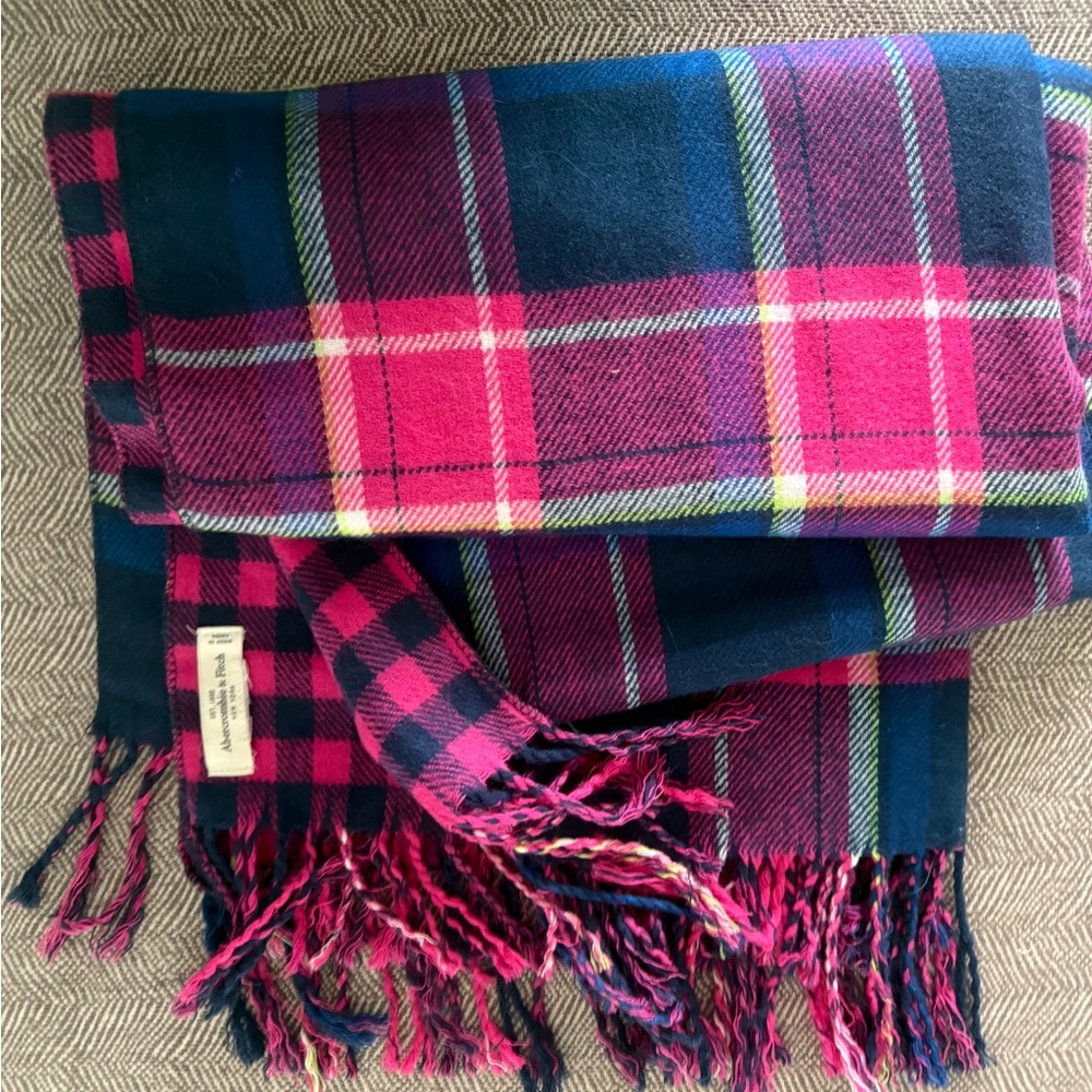 Abercrombie & Fitch Pink and Blue Plaid Scarf